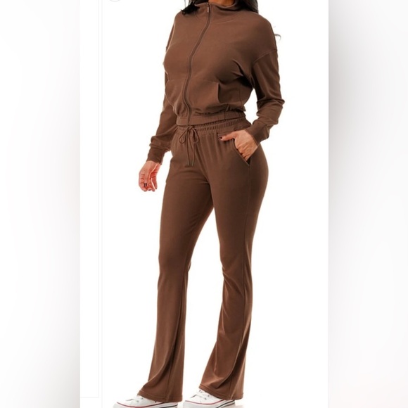 Zip up flare set Brown - Picture 3 of 4